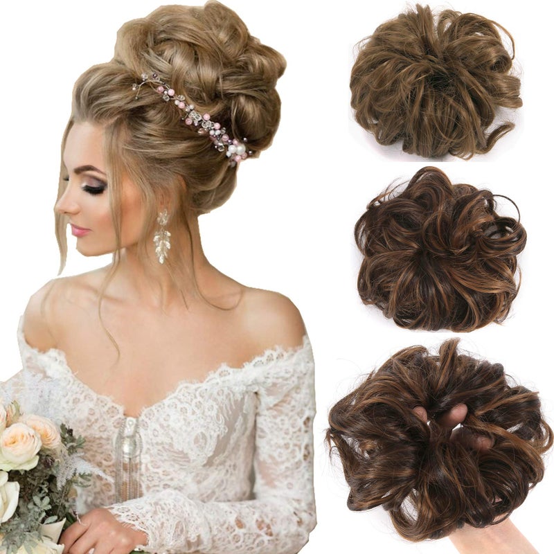 SLLIE Messy Hair Bun Extensions Chignons Hair Hair Scrunchie Scrunchy Updo Hairpiece - Image 1